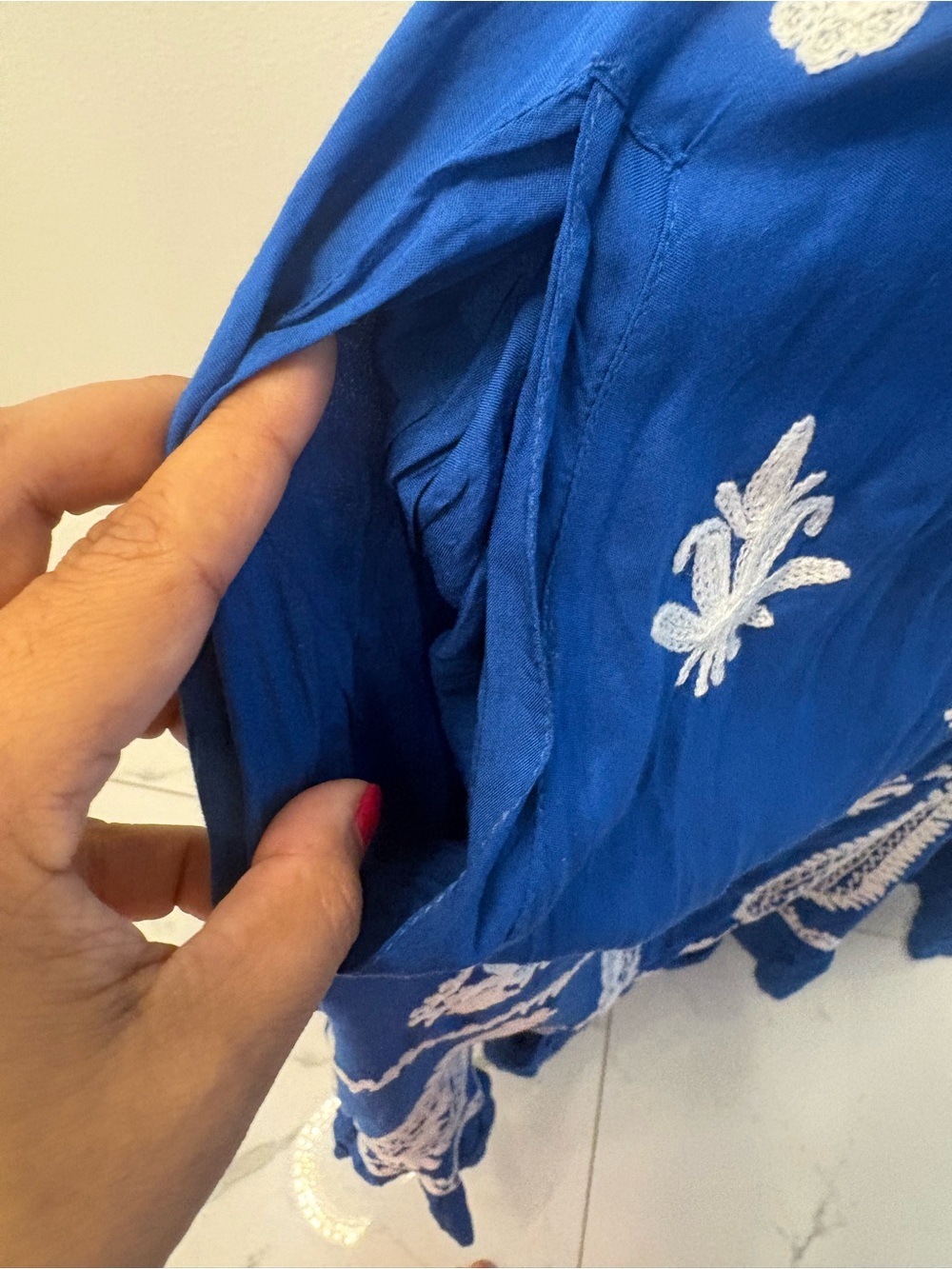 PRANELLA Blue Embroidered Tie-Shoulder Maxi Dress - Picture 5 of 12